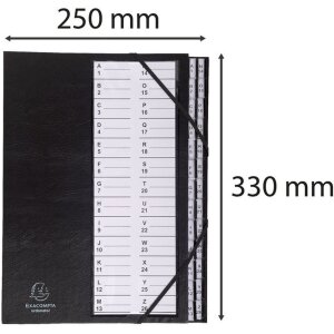 Exacompta organizermap elastische harmonica rug 26 vakken A-Z DIN A4 zwart