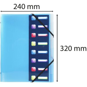 Exacompta opbergmap elastisch 3 kleppen 8 vakken A4 Crystal kleuren gesorteerd