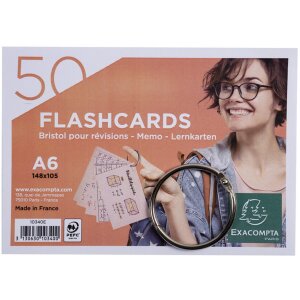 50 flashcards met ringvoering en geperforeerd, a6 -...