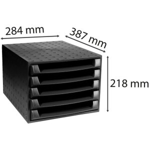 Exacompta 221014D Ladebox THE BOX 5 open lades EcoBlack Zwart