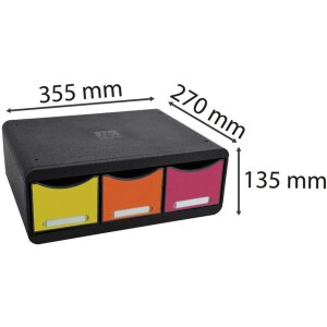 Exacompta TOOLBOX opbergmodule 3 laden regenboog 13,5 cm hoog