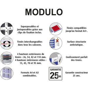 Exacompta ladebox MODULO A4 zwart 5 afsluitbare lades