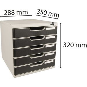 Exacompta ladebox MODULO A4 zwart 5 afsluitbare lades