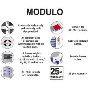 Exacompta ladebox MODULO DIN A4 grijs 5 gesloten laden