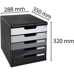 Exacompta ladebox MODULO DIN A4 grijs 5 gesloten laden