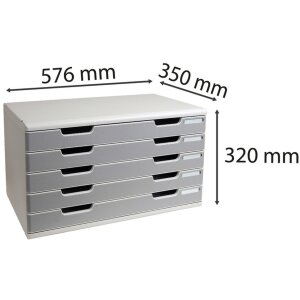 Exacompta ladebox MODULO A3 5 gesloten laden steengrijs