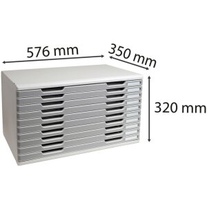 Exacompta ladebox MODULO A3 10 gesloten laden steengrijs