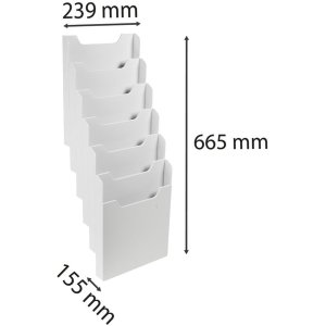 Exacompta 63740D Wandbrochurehouder 6 vakken A4 verticaal lichtgrijs