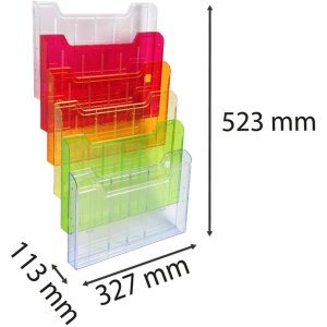 Exacompta 64299D Wandbrochurehouder A4 6 vakken regenboogkleuren modulair