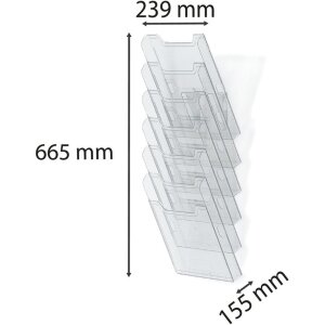 Exacompta wandbrochurehouder 6 vakken A4 kristal verticaal kant-en-klaar gemonteerd
