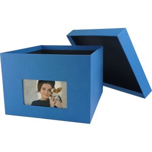 HNFD xl fotodoos Kandra 700 fotos 15x20 cm staal blauw geribd