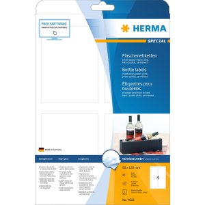 HERMA flessetiketten A4, 90 x 120 mm glanzend papier wit...