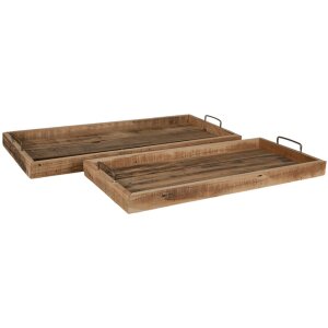 Clayre & Eef 5H0510 Houten Dienbladen Set 81x35x9 -...