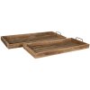 Clayre & Eef 5H0510 Houten Dienbladen Set 81x35x9 - 70x30x8 cm bruin