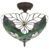 LumiLamp 5LL-6139 Plafondlamp Tiffany Ø 36x35 cm E27-max 2x60W Groen, Wit