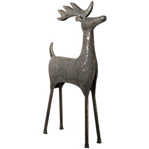 Clayre en Eef 5y0921 Kerstdecoratie Beeldje Rendier Grijs 45x15x79 cm