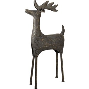 Clayre en Eef 5y0921 Kerstdecoratie Beeldje Rendier Grijs 45x15x79 cm