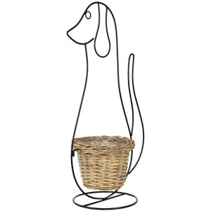 Clayre en Eef 5y0987 Binnen Bloempot Hond Zwart 35x22x67 cm