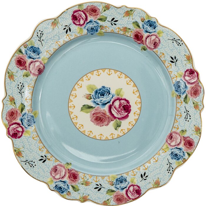 Clayre en Eef 6ce1280 Servies Ontbijtbord Blauw ø 20x2 cm