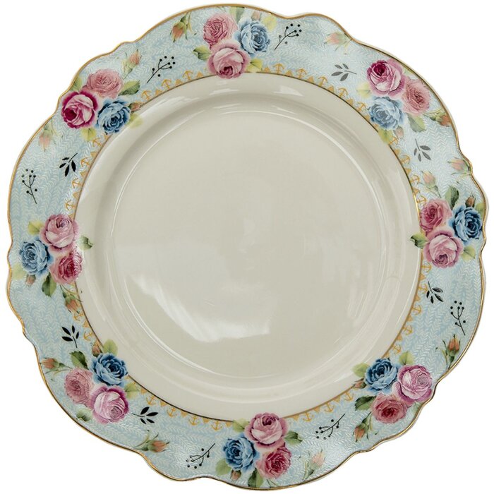 Clayre en Eef 6ce1281 Servies Eetbord Blauw, Wit ø 28x2 cm