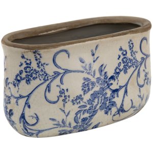 Clayre en Eef 6ce1398m Binnen Bloempot Blauw, Wit 17x10x10 cm