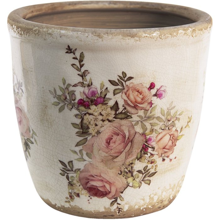 Clayre en Eef 6ce1421xl Binnen Bloempot Roze, Beige ø 16x15 cm