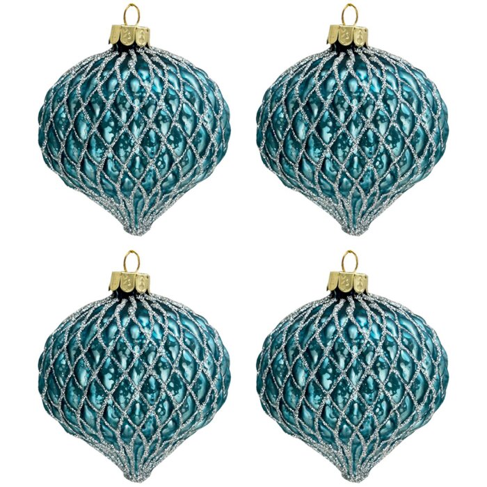 Clayre en Eef 6gl3286 Kerstballen Set van 4 Blauw ø 8 cm