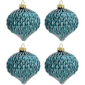 Clayre en Eef 6gl3286 Kerstballen Set van 4 Blauw...