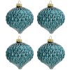 Clayre en Eef 6gl3286 Kerstballen Set van 4 Blauw ø 8 cm