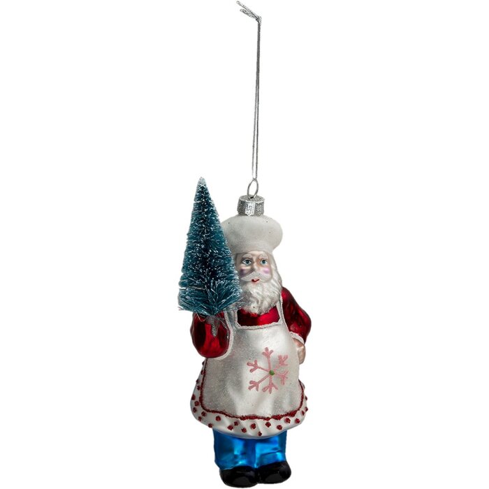 Clayre en Eef 6gl3326 Hanger sieraden kerstman rood, blauw 9x5x16 cm