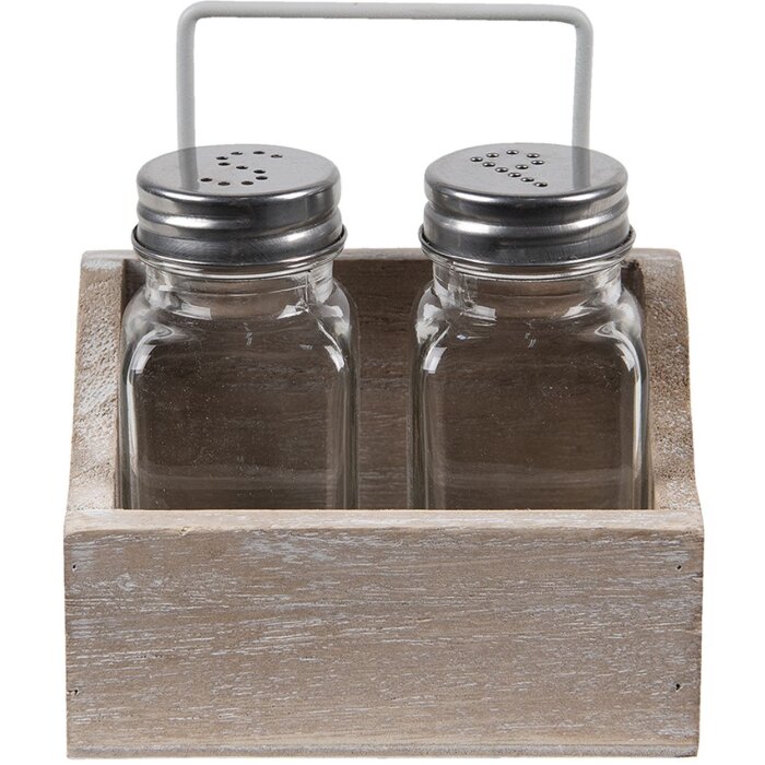 Clayre en Eef 6h2064 Zout en Peper Set van 2 Bruin 11x6x12 cm