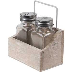 Clayre en Eef 6h2064 Zout en Peper Set van 2 Bruin 11x6x12 cm