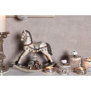 Clayre en Eef 6pr0036 Kerstdecoratie Nog Schommelend Paard Wit 22x5x19 cm