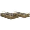 Clayre en Eef Decoratieve Dienbladen Set van 2 Koperkleurig 56x28x11 - 51x24x10 cm