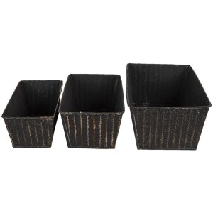 Clayre en Eef Bloempotten Binnen Set van 3 Zwart 26x17x12...