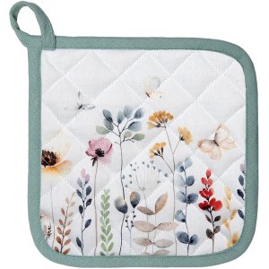 Clayre en Eef fob45 Pannenhouder Wit, Groen 20x20 cm