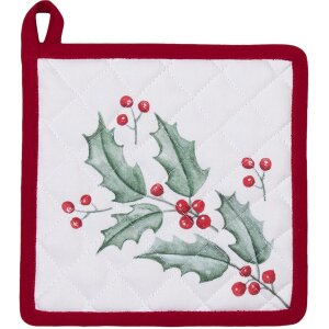 Clayre en Eef hch45 Pannenhouder Wit, Rood 20x20 cm