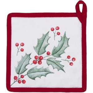 Clayre en Eef hch45 Pannenhouder Wit, Rood 20x20 cm