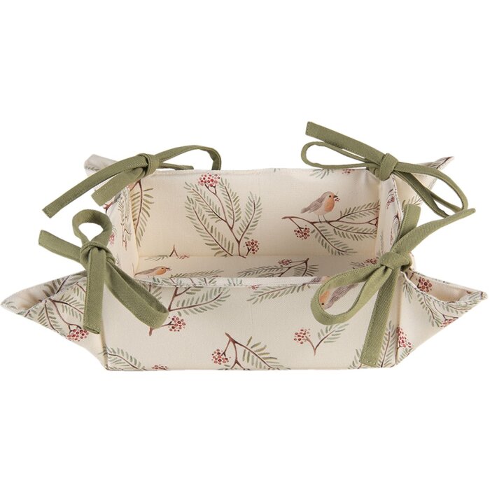 Clayre & Eef VGP47 Broodmand 35x35x8 cm Crème Kerstmotief