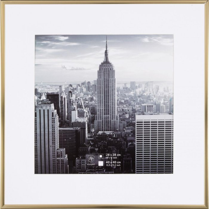 Henzo aluminium lijst Manhattan goud 40x40 cm met passepartout 30x30 cm