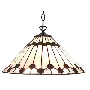 Clayre en Eef 5ll-6176 Hanglamp Tiffany Wit, Bruin...