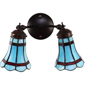 Clayre en Eef 5ll-6213 Tiffany Wandlamp Blauw, Rood 30x23x23 cm E14-max 2x25W