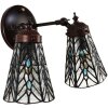 Clayre en Eef 5ll-6215 Tiffany Wandlamp Grijs, Blauw 30x23x23 cm E14-max 2x25W