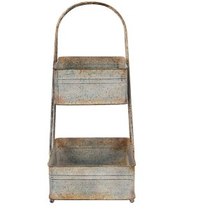 Clayre en Eef 5y1098 Etagere 2 Lagen Grijs 29x29x66 cm