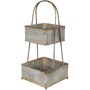 Clayre en Eef 5y1098 Etagere 2 Lagen Grijs 29x29x66 cm