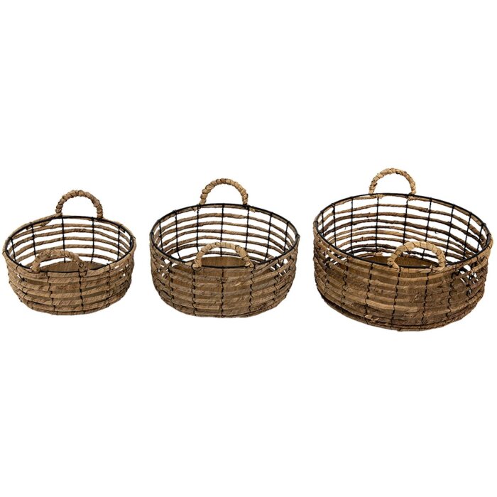 Clayre en Eef 6ro0543 Opbergmanden Set van 3 Bruin ø 39x15 cm