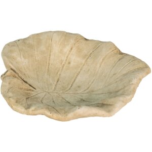 Clayre en Eef 6te0384 Vogelbad Blad Beige 22x22x6 cm