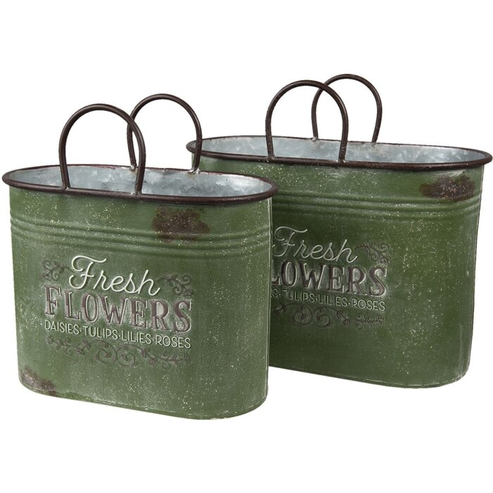 Clayre en Eef 6y4773 Binnen Bloempot Groen, Bruin 36x18x25 - 30x15x23 cm