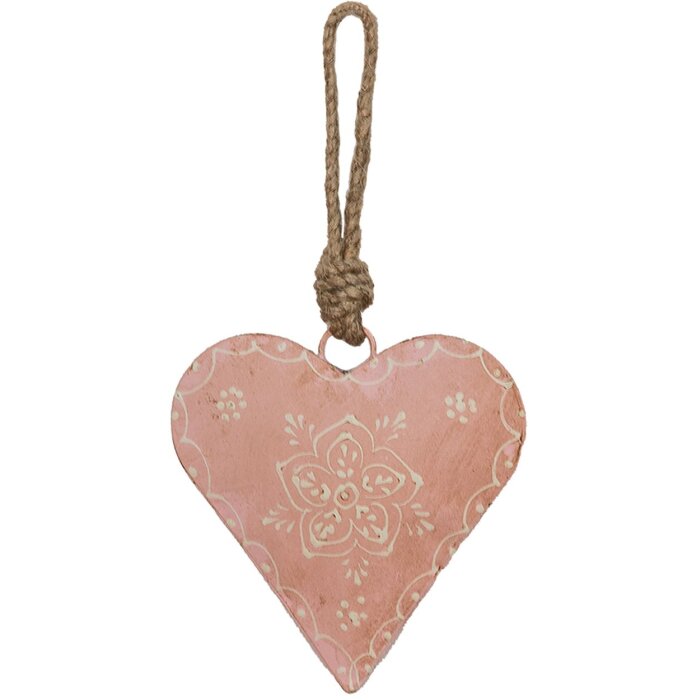 Clayre en Eef 6y4813m Hanger Sieraden Hart Roze 10x3x10 cm