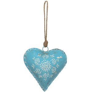 Clayre en Eef 6y4816l Hanger Sieraden Hart Blauw 15x4x15 cm